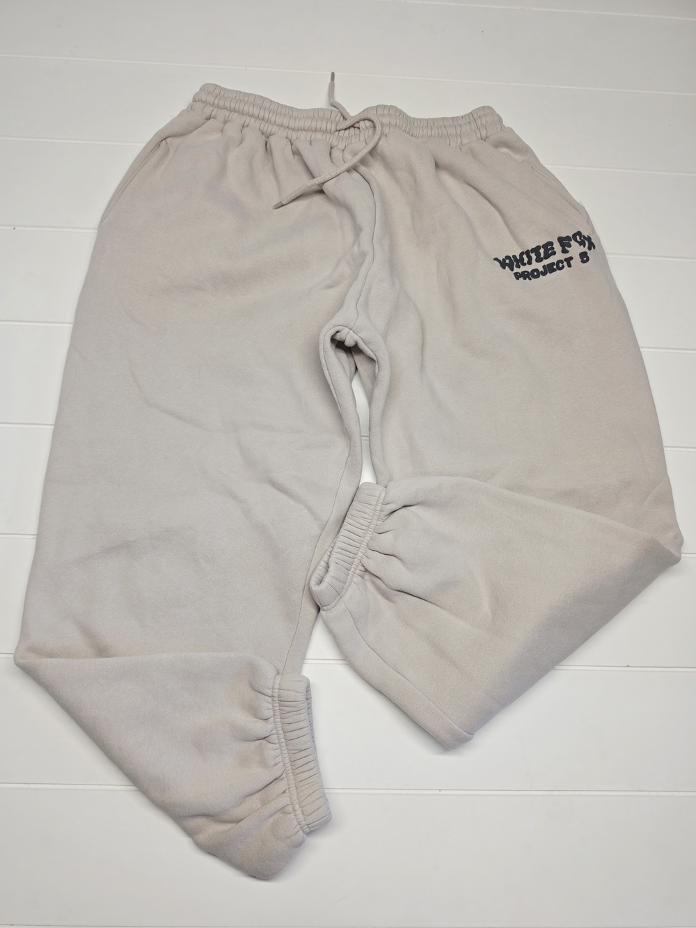 White Fox Cream Drawstring Sweatpant Joggers Womens Large